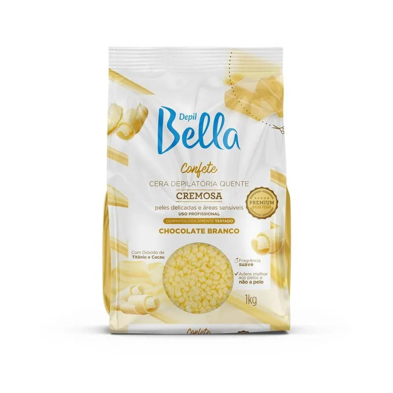 CERA ESFERAS CHOCOLATE BLANCO 1KG DEPILBELLA